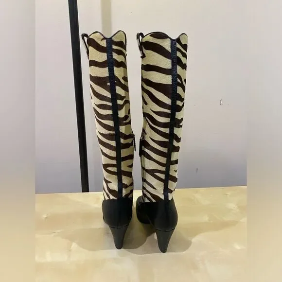 Gucci Zumi Tiger Print Calf Hair Interlocking G Horsebit Knee High Riding Boots - Picture 9 of 10
